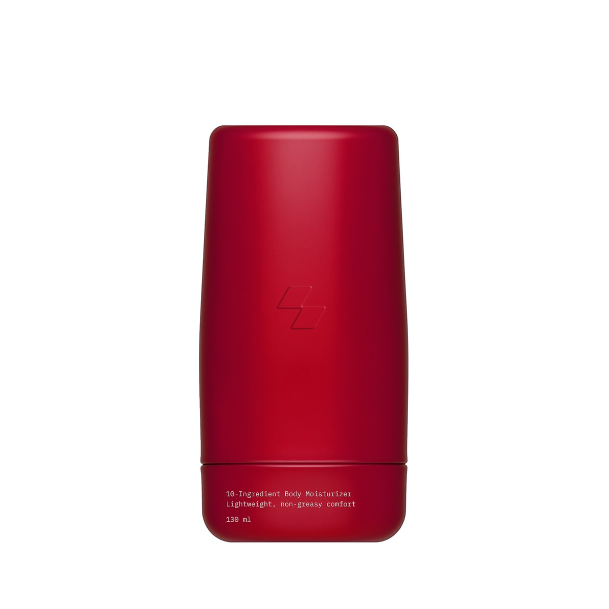 Red cylindrical container with a logo on a white background