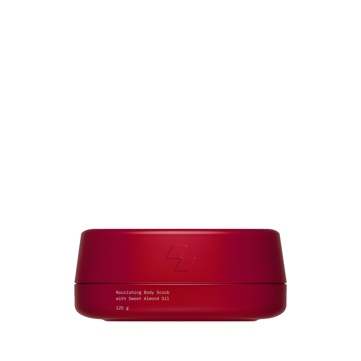 Red container with a logo on a white background