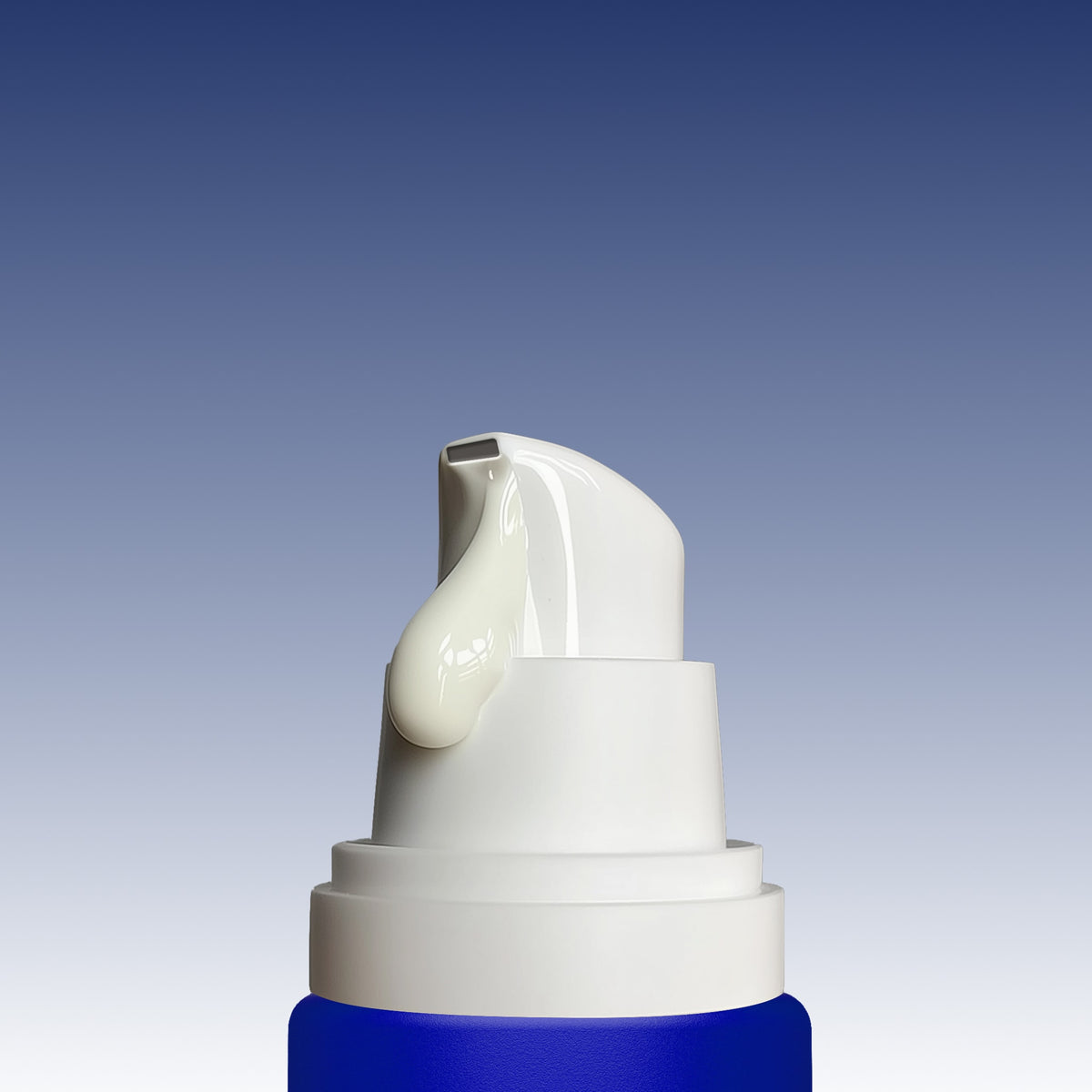 White pump mechanism on a blue background