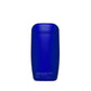Blue skincare bottle on a white background