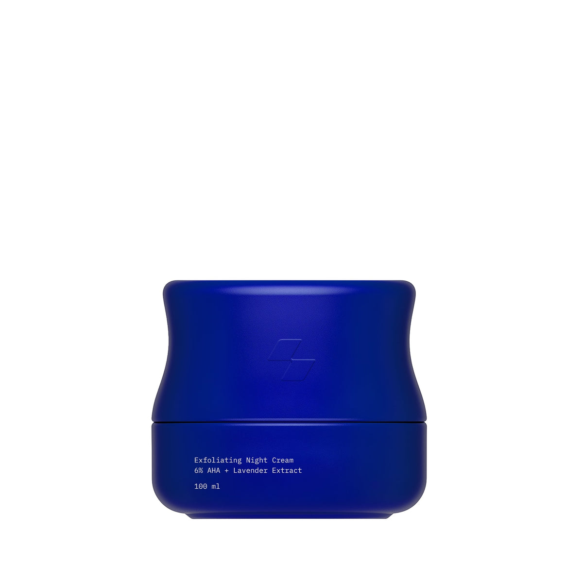 Blue jar of exfoliating night cream on a white background (100 ml)