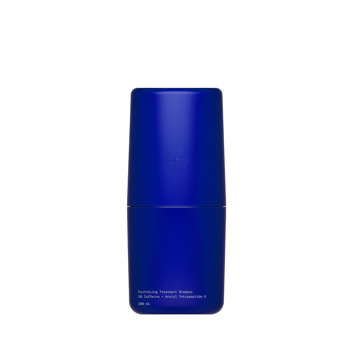 Blue cylindrical shampoo bottle on a white background (200 ml)