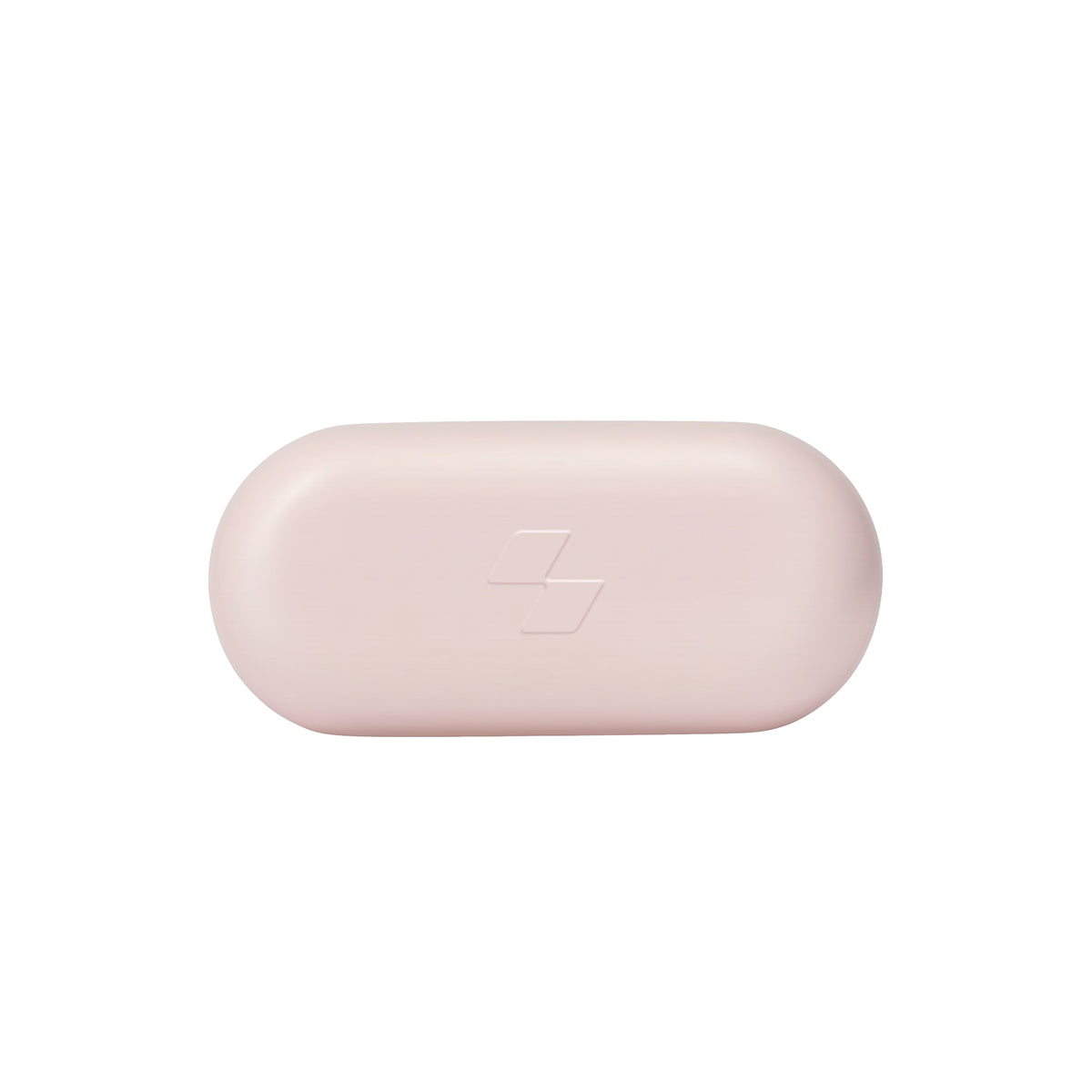 Pink eyeglass case with a logo on a white background