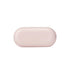 Pink eyeglass case with a logo on a white background