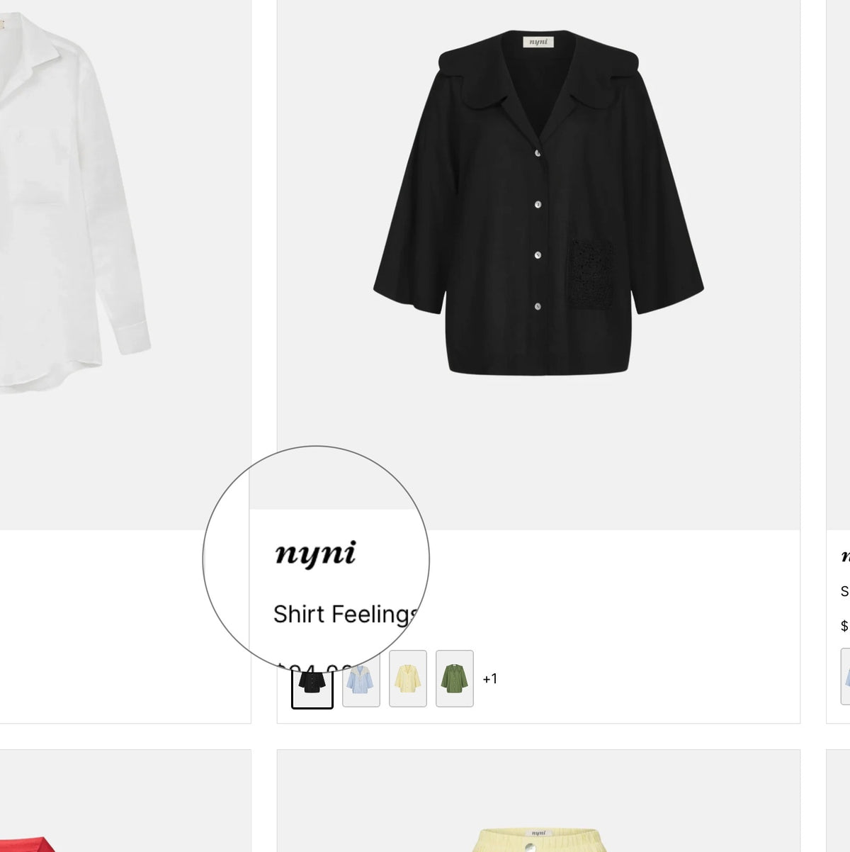 Black shirt with 'nyni' branding on a white background