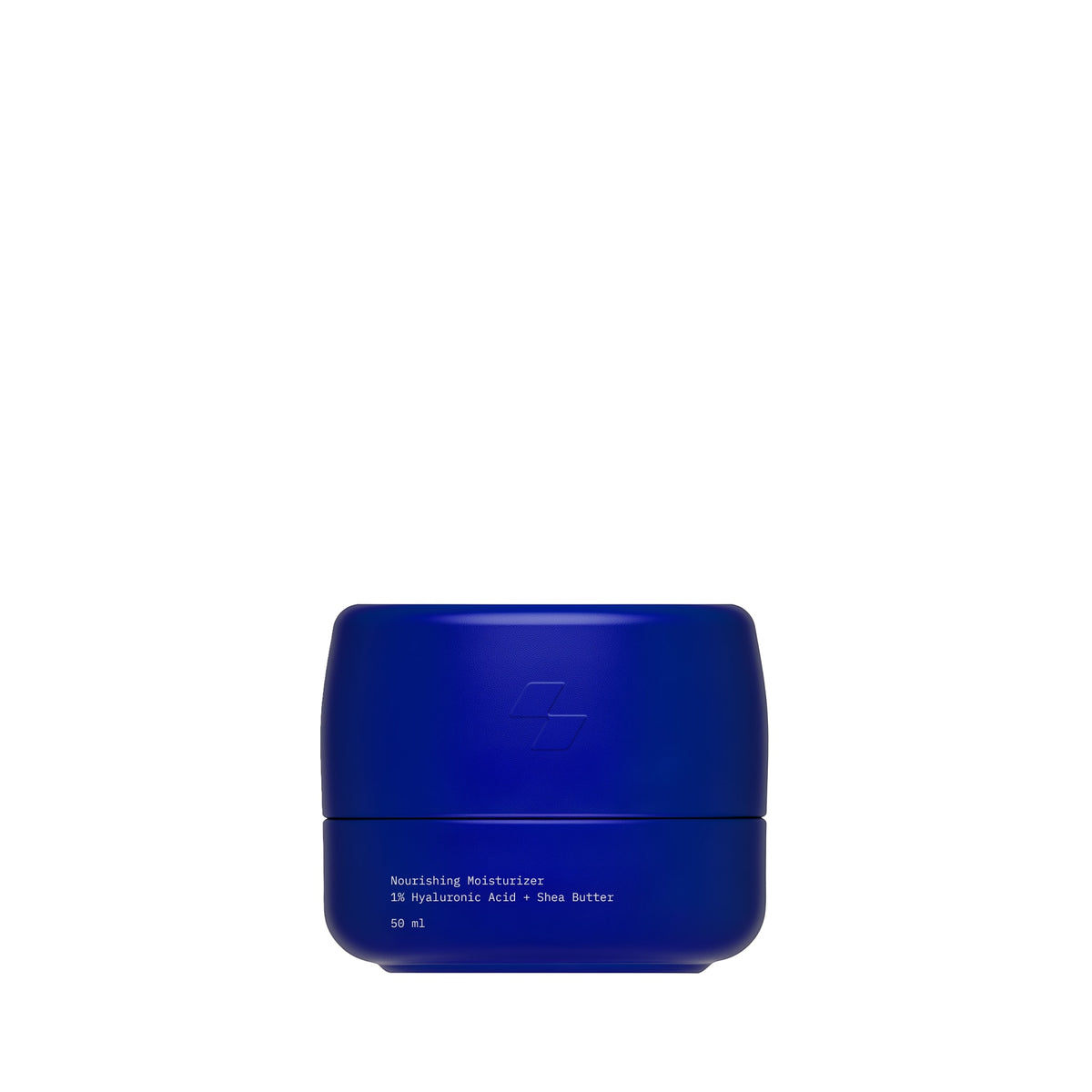 Blue jar of moisturizer on a white background (50 ml)