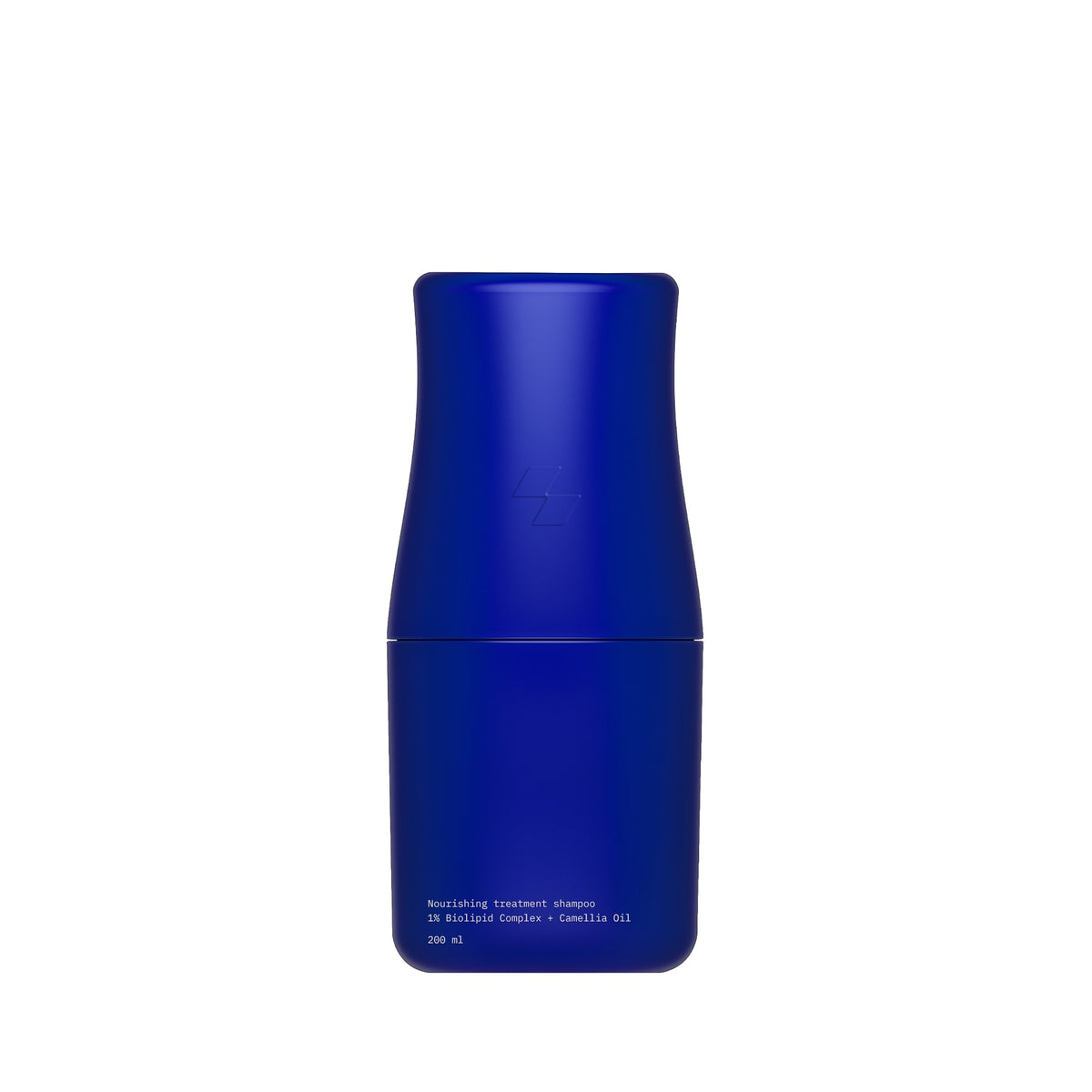Blue cylindrical bottle on a white background (200 ml)