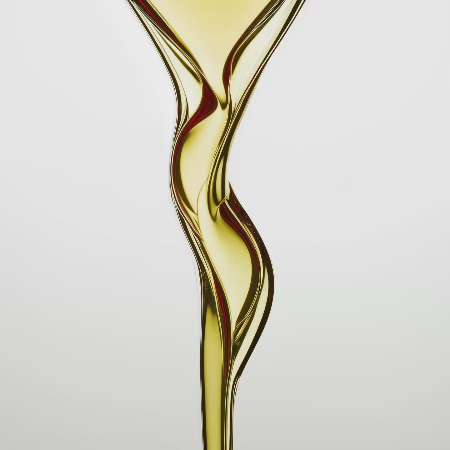 Swirling streams of golden and deep red oil in abstract composition