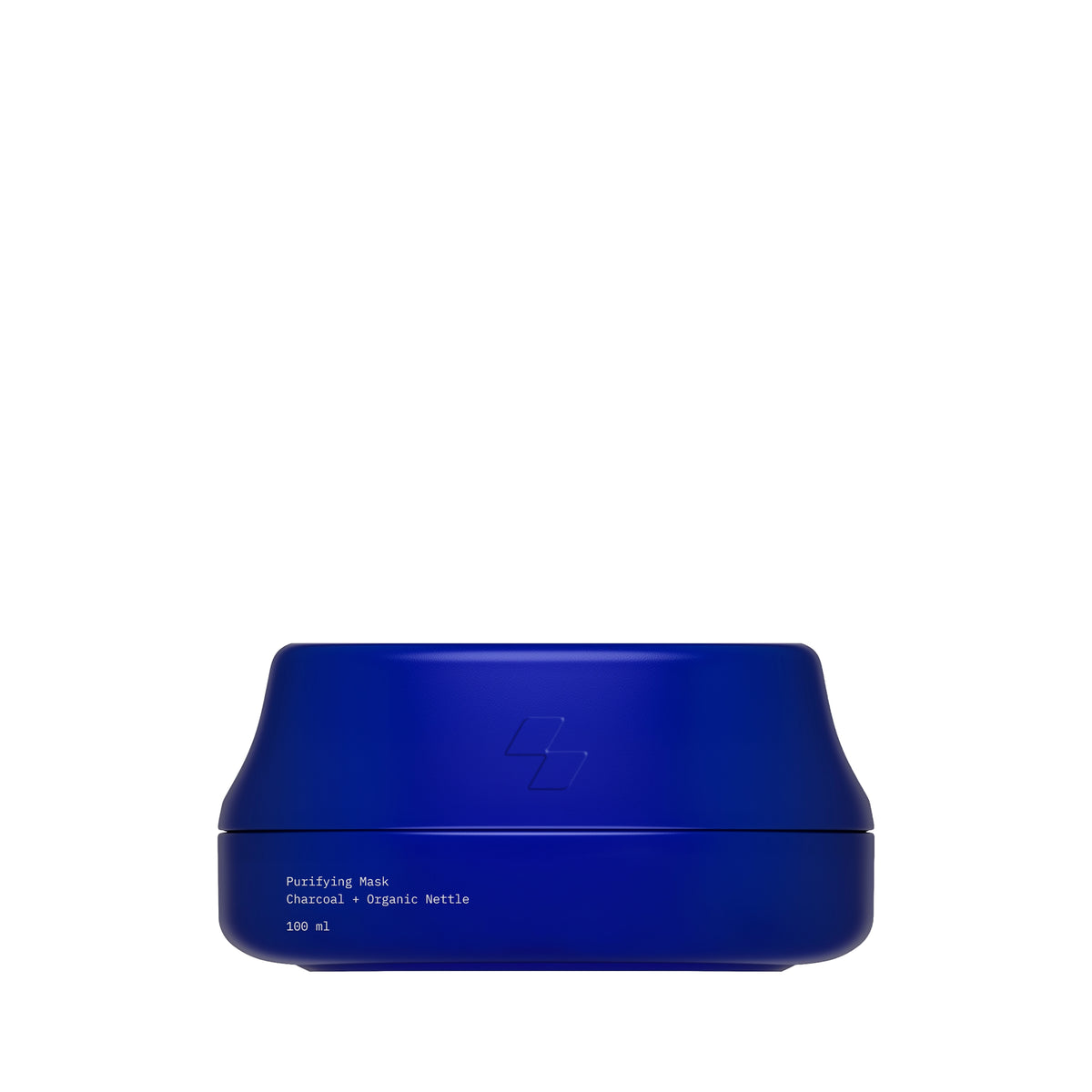 Blue jar with a logo on a white background (100 ml) 