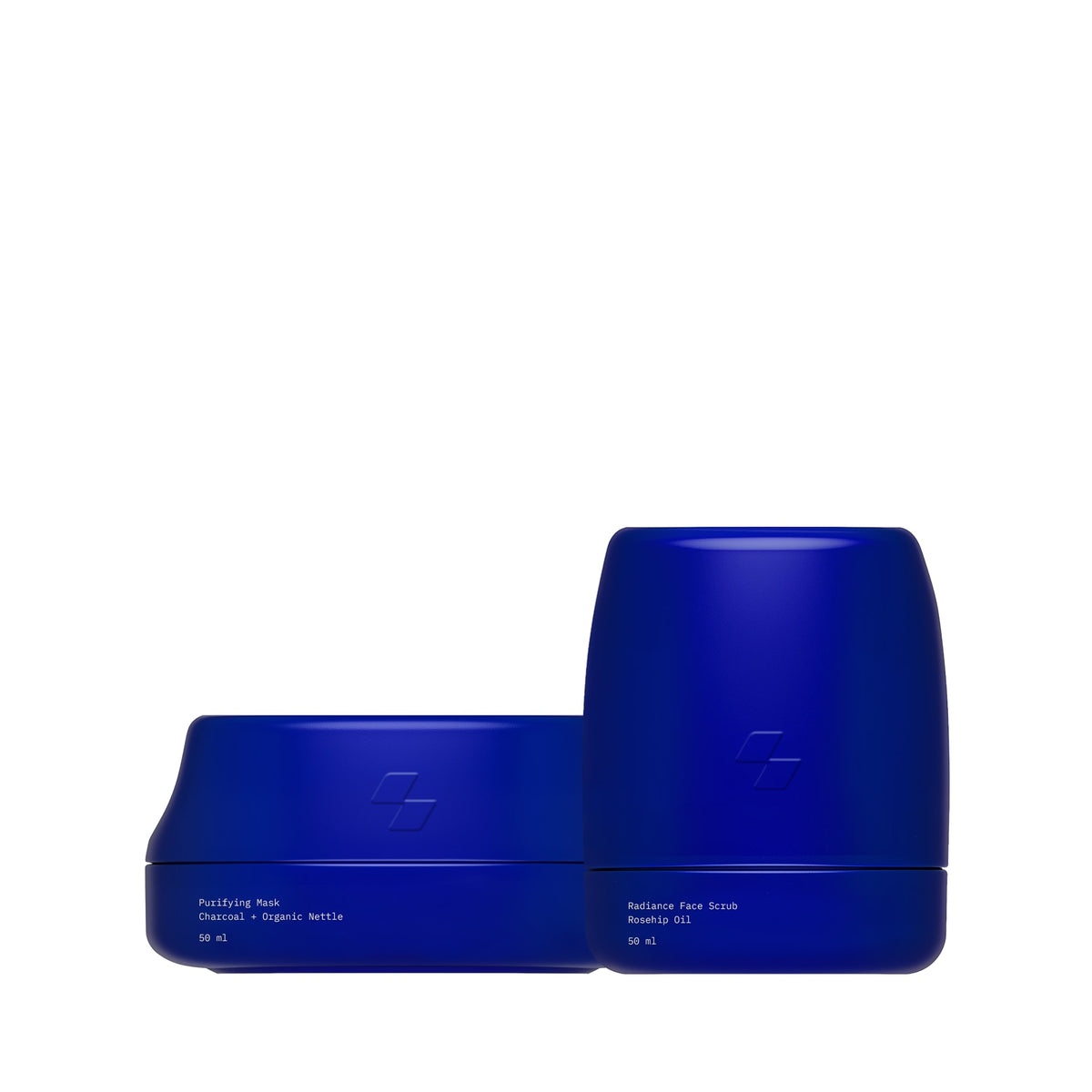 Two blue containers on a white background