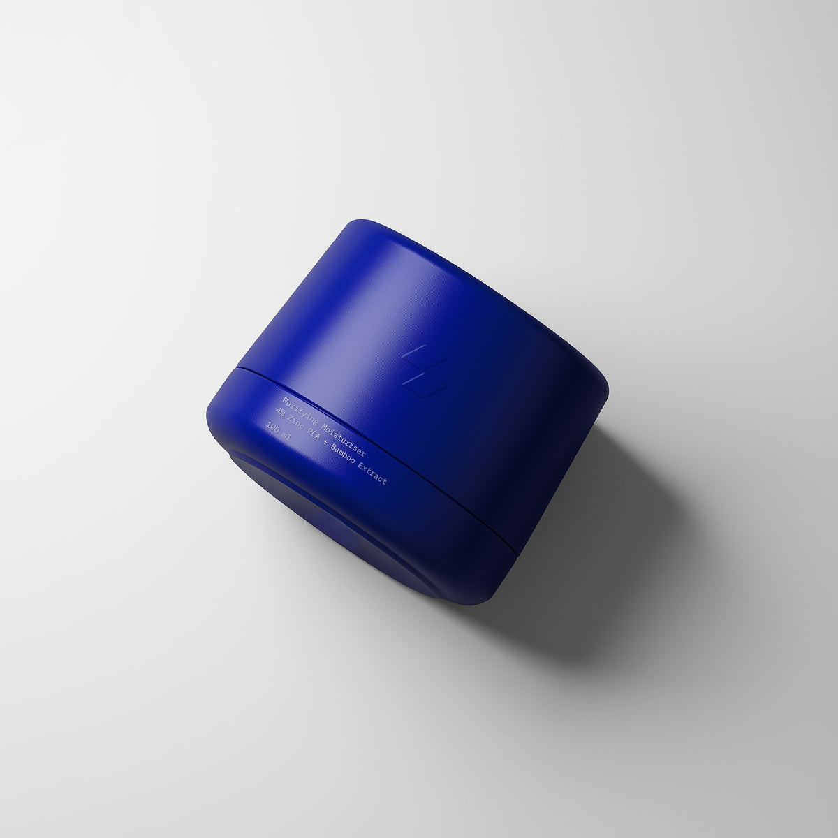 Blue cylindrical container on a white background