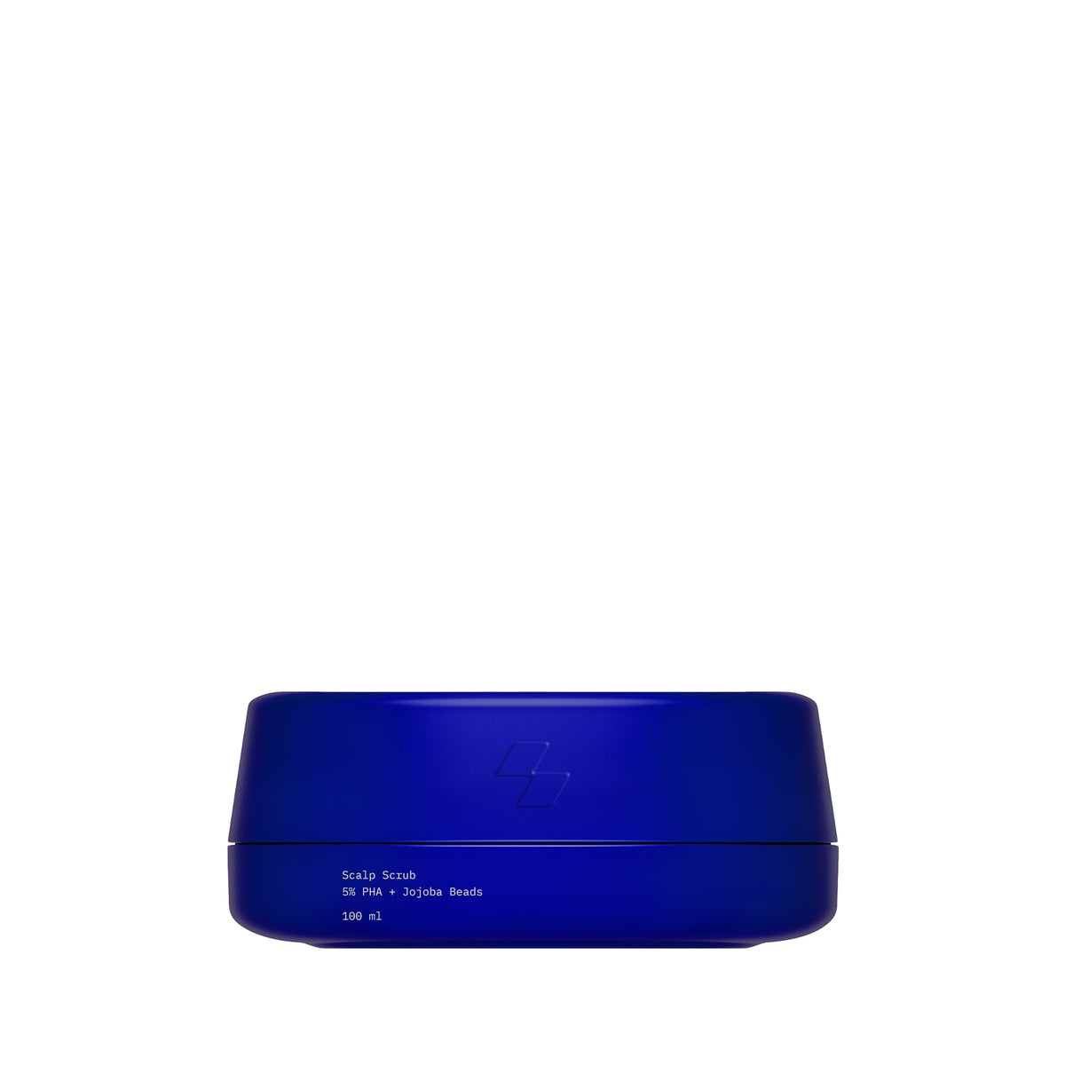 Blue container with a logo on a white background
