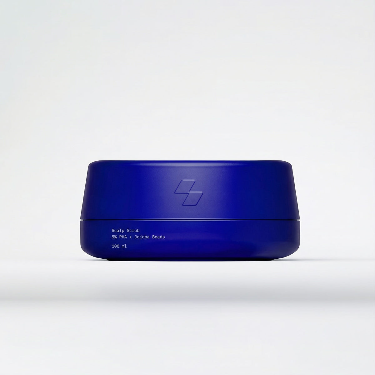 Blue jar with a logo on a white background